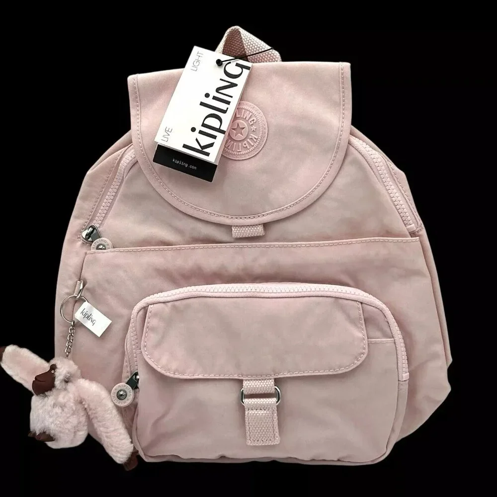Kipling Nylon Queenie Backpack Light Pink K12693 6JW Adjustable Straps‎